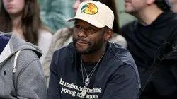Floyd Mayweather Jr. watches during a 102-92 LA Clippers win over the Golden State Warriors at Intuit Dome on December 27, 2024 in Inglewood, California.