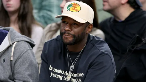 Floyd Mayweather Jr. watches during a 102-92 LA Clippers win over the Golden State Warriors at Intuit Dome on December 27, 2024 in Inglewood, California.