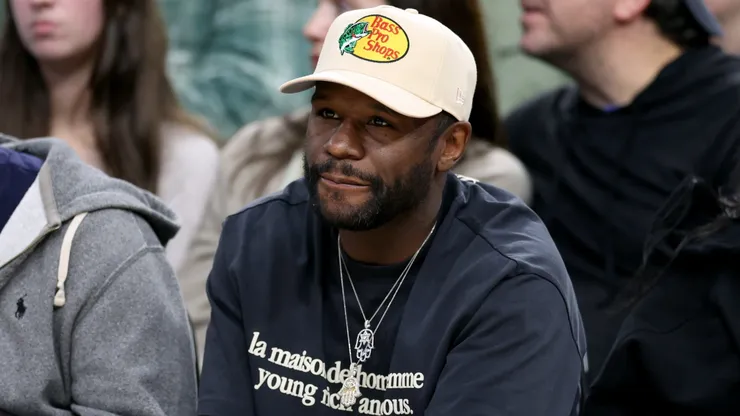 Floyd Mayweather Jr. watches during a 102-92 LA Clippers win over the Golden State Warriors at Intuit Dome on December 27, 2024 in Inglewood, California.