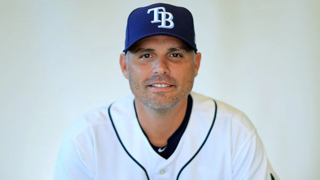 Manager Kevin Cash #16 of the Tampa Bay Rays poses for a portrait during photo day on February 17, 2019. (Source: Mike Ehrmann/Getty Images)