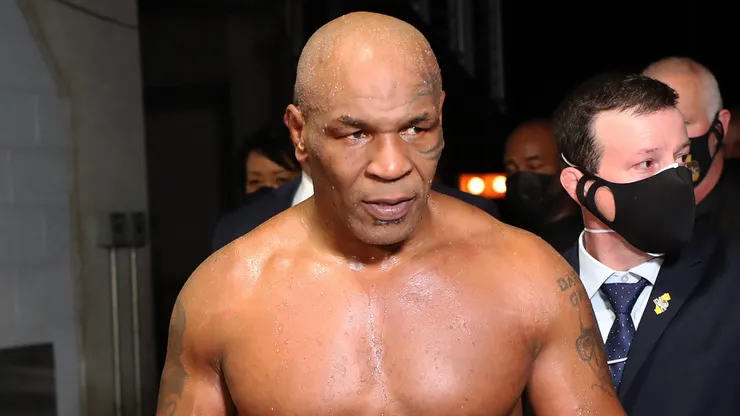 Mike Tyson exits the ring after receiving a split draw against Roy Jones Jr. during Mike Tyson vs Roy Jones Jr. presented by Triller at Staples Center on November 28, 2020 in Los Angeles, California.