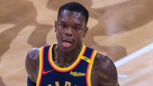 Dennis Schroder 71 of the Golden State Warriors during their regular season NBA game against the Los Angeles Clippers.
