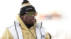 Head coach Deion Sanders of the Colorado Buffaloes walks the field prior to the game against the Oklahoma State Cowboys at Folsom Field on November 29, 2024 in Boulder, Colorado.