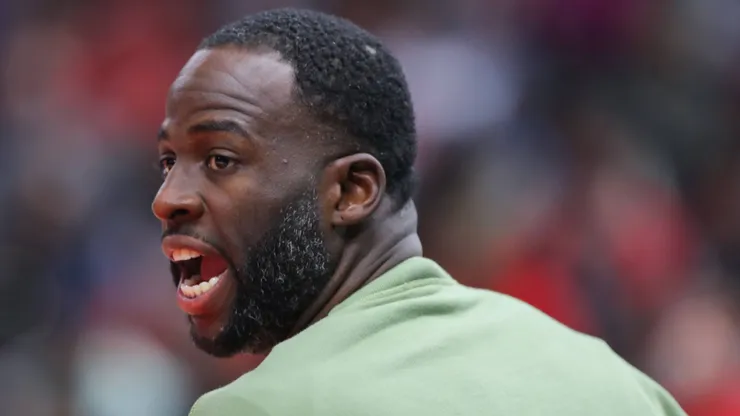 Draymond Green 23 of the Golden State Warriors looks on during the first half against the Chicago Bulls at the United Center on January 12, 2024 in Chicago, Illinois.