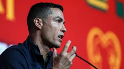Cristiano Ronaldo of Portugal speaks during a press conference, PK, Pressekonferenz before the European Qualifiers match between Portugal and Liechtenstein at the Cidade do Futebol. Oeiras Portugal