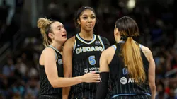 Angel Reese of the Chicago Sky celebrates with teammates