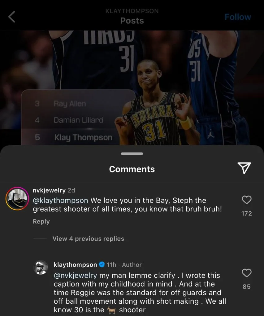 Klay Thompson’s Instagram account.