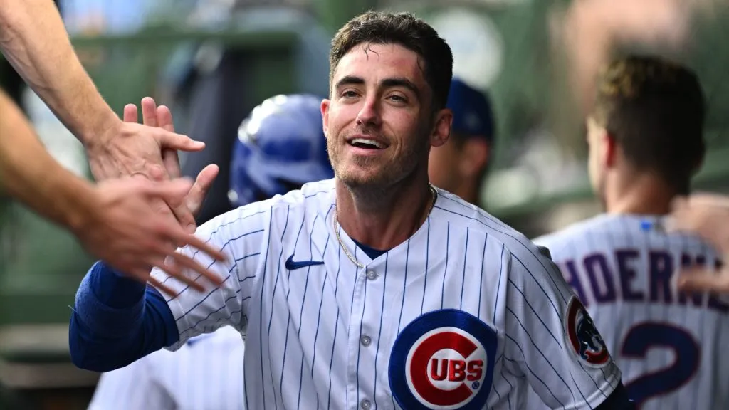 Cody Bellinger #24 of the Chicago Cubs celebrates in the dugout after scoring a run in the second inning against the Philadelphia Phillies at Wrigley Field on June 29, 2023. (Source: Jamie Sabau/Getty Images)