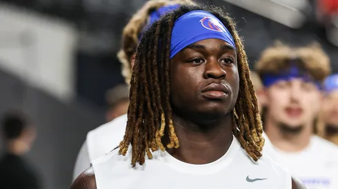 Boise State Broncos running back Ashton Jeanty (2) on the field prior to the start of the college football game featuring the Boise State Broncos and the UNLV Rebels at Allegiant Stadium in Las Vegas, NV.