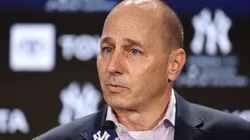 GM Brian Cashman speaks to the media during a press conference at Yankee Stadium on December 21, 2022.