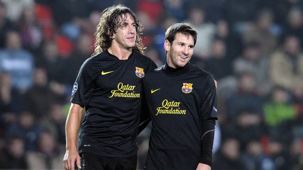 Lionel Messi, Carles Puyol of FC Barcelona during match in Prague against Viktoria Plzen. (IMAGO / CTK Photo)