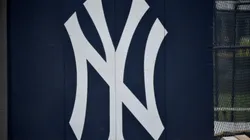 A detailed view of the Yankees logo at Yankees Player Development Complex on March 06, 2021 in Tampa, Florida.