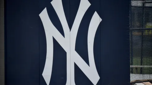 A detailed view of the Yankees logo at Yankees Player Development Complex on March 06, 2021 in Tampa, Florida.
