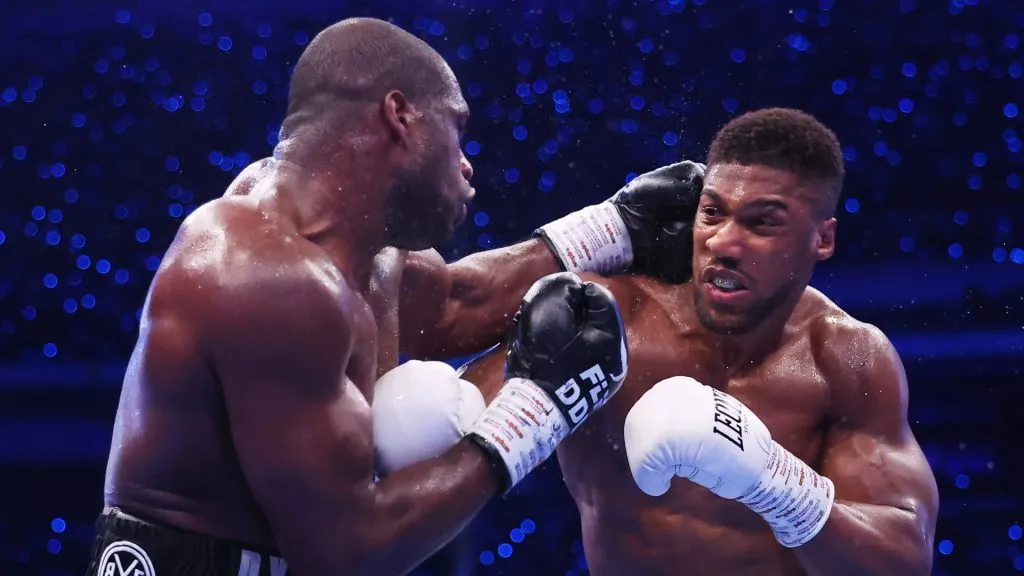 Daniel Dubois punches Anthony Joshua during the IBF World Heavyweight Title fight (Richard Pelham/Getty Images)