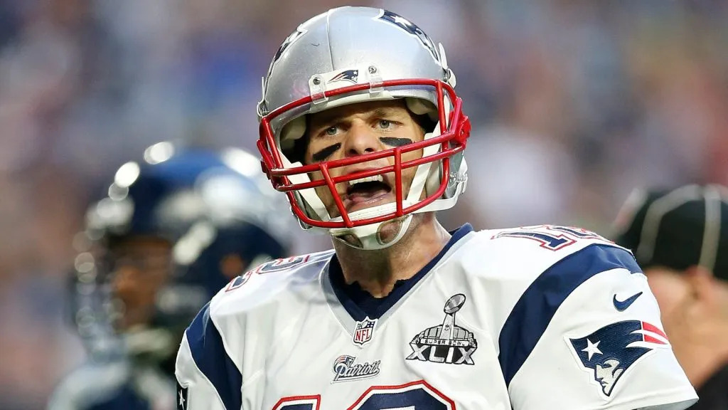 Tom Brady #12 of the New England Patriots celebrates after a touchdown against the Seattle Seahawks in the second quarter during Super Bowl XLIX in 2015. (Source: Christian Petersen/Getty Images)