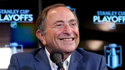 NHL commissioner Gary Bettman speaks with the press during round one of the Stanley Cup Playoffs against theTampa Bay Lightning and the Toronto Maple Leafs on Friday, May 6, 2022 in Tampa