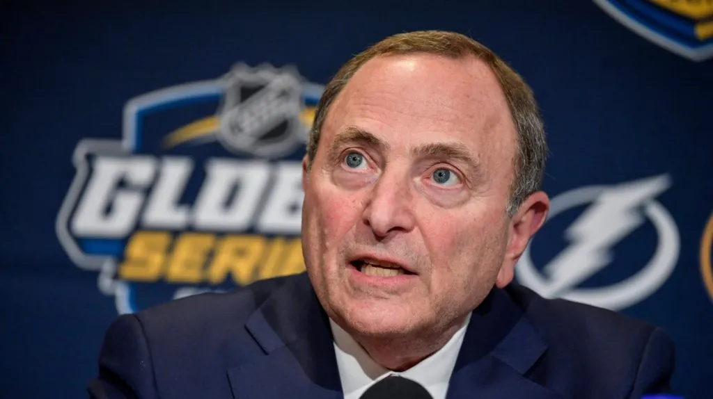 Press conference with the commissioner of the National Hockey League, Gary Bettman in the Globe on Friday in connection with the NHL meetings between the Tampa Bay Lightning and the Buffalo Sabers.