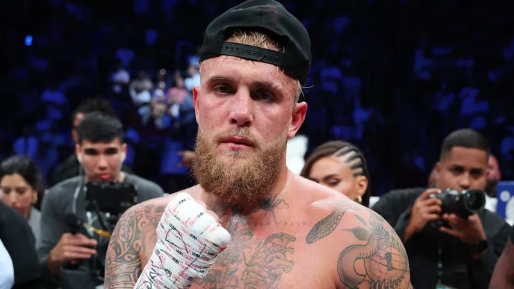 Jake Paul celebrates after scoring a tko in the first round against Ryan Bourland during their cruiserweight fight at Coliseo de Puerto Rico on March 02, 2024 in Hato Rey, Puerto Rico.
