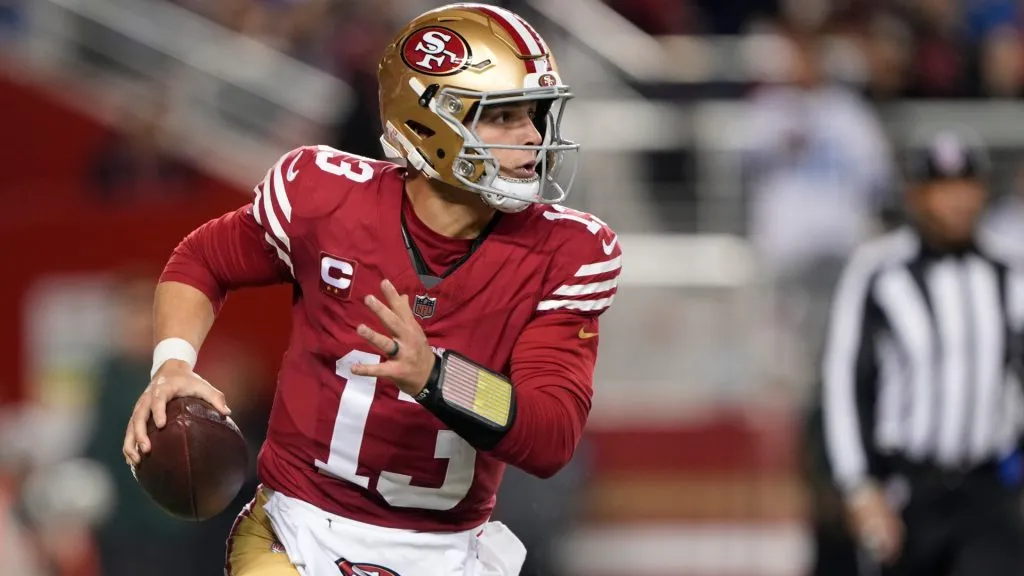 Brock Purdy #13 of the San Francisco 49ers looks to pass the ball against the Detroit Lions during the second quarter at Levi’s Stadium on December 30, 2024. (Source: Thearon W. Henderson/Getty Images)