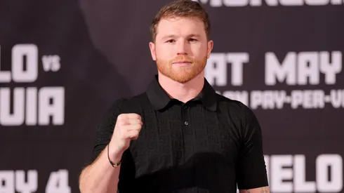 Canelo Alvarez poses for a photo during a news conference to preview his super middleweight fight against Jaime Munguia at The Beverly Hills Hotel on March 19, 2024 in Beverly Hills, California.
