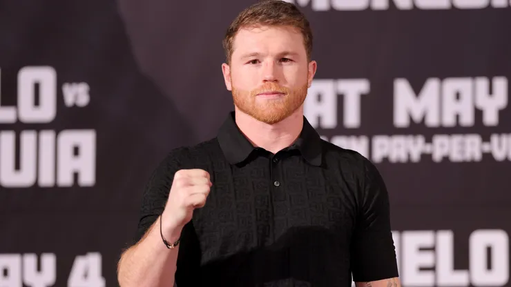 Canelo Alvarez poses for a photo during a news conference to preview his super middleweight fight against Jaime Munguia at The Beverly Hills Hotel on March 19, 2024 in Beverly Hills, California.