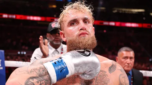 Jake Paul fights during LIVE On Netflix: Jake Paul vs. Mike Tyson at AT&T Stadium on November 15, 2024 in Arlington, Texas.