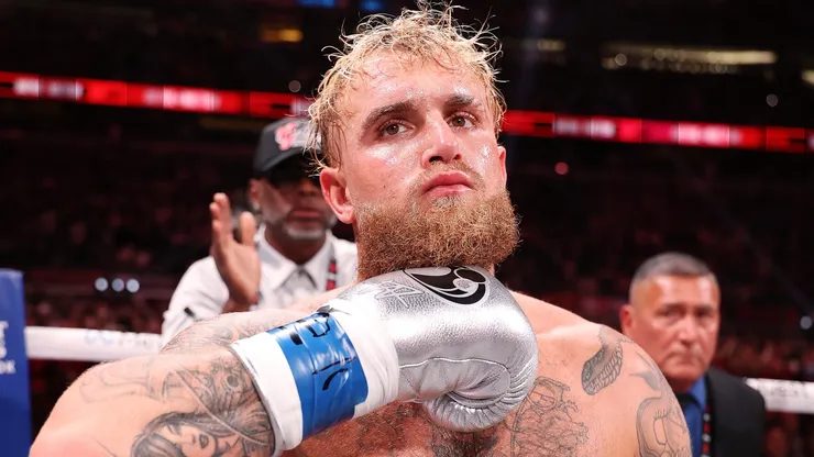 Jake Paul fights during LIVE On Netflix: Jake Paul vs. Mike Tyson at AT&T Stadium on November 15, 2024 in Arlington, Texas.