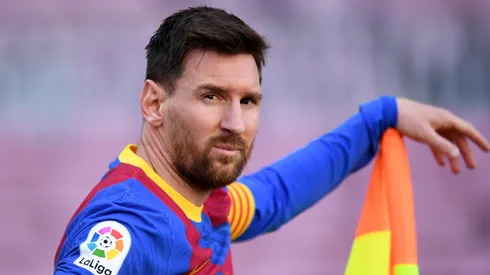Lionel Messi playing for Barcelona in 2021