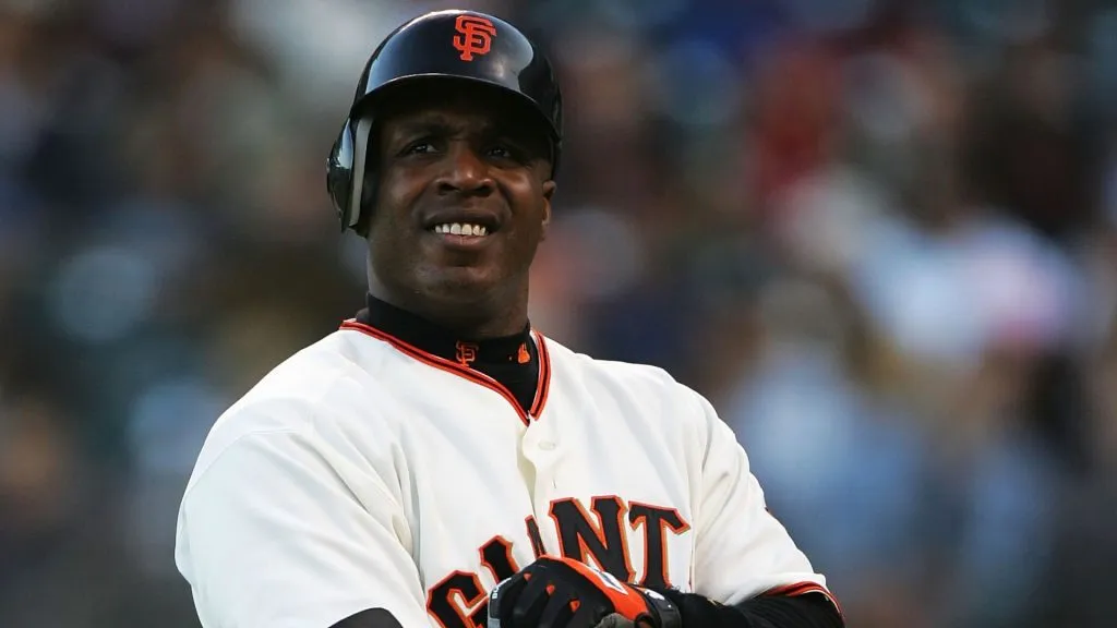 Barry Bonds #25 of the San Francisco Giants reacts after striking out looking against the Arizona Diamondbacks at SBC Park on July 8, 2004. (Source: Jed Jacobsohn/Getty Images)