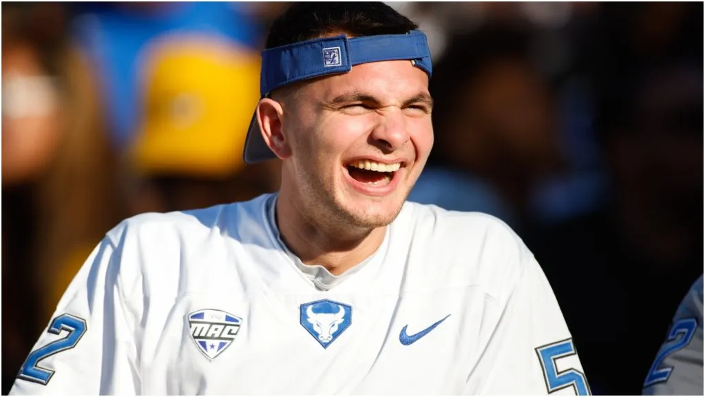 A Buffalo Bulls fan smiles during a game – Sophia Scheller/Getty Images