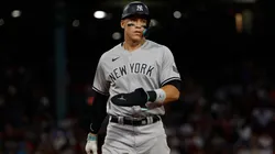 Aaron Judge #99 of the New York Yankees during the eighth inning of game two of a doubleheader against the Boston Red Sox at Fenway Park on September 14, 2023.