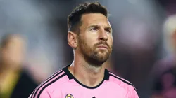 Lionel Messi #10 of Inter Miami looks on prior to a game against the Charlotte FC at Chase Stadium.
