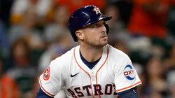 Alex Bregman #2 of the Houston Astros hits a solo home run in the first inning against the Seattle Mariners at Minute Maid Park on September 24, 2024 in Houston, Texas.