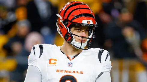 Joe Burrow #9 of the Cincinnati Bengals looks on before a game against the Pittsburgh Steelers at Acrisure Stadium on January 04, 2025 in Pittsburgh, Pennsylvania.