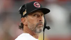 Head coach Kyle Shanahan of the San Francisco 49ers looks on during the first quarter against the Dallas Cowboys at Levi's Stadium on October 27, 2024 in Santa Clara, California.