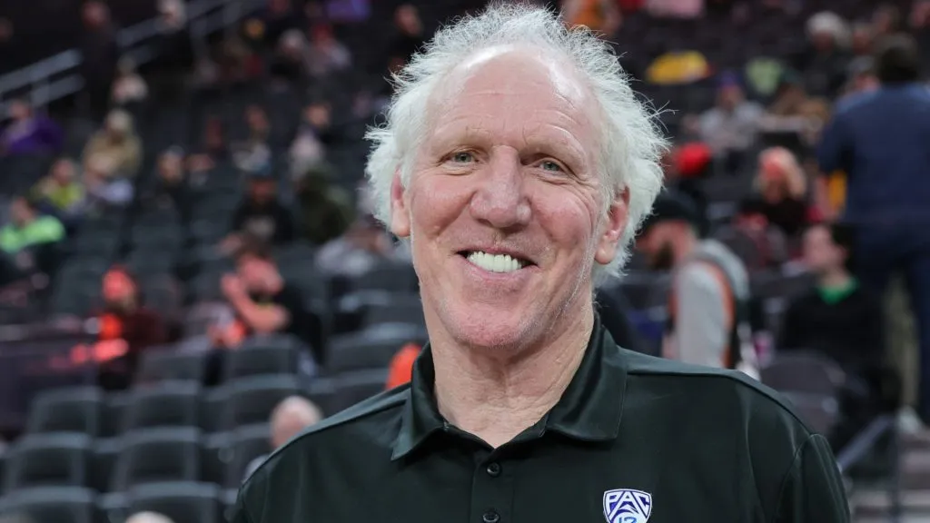 Bill Walton poses before broadcasting a first-round game of the Pac-12 basketball tournament between the Oregon State Beavers and the Arizona State Sun Devils in 2023. (Source: Ethan Miller/Getty Images)