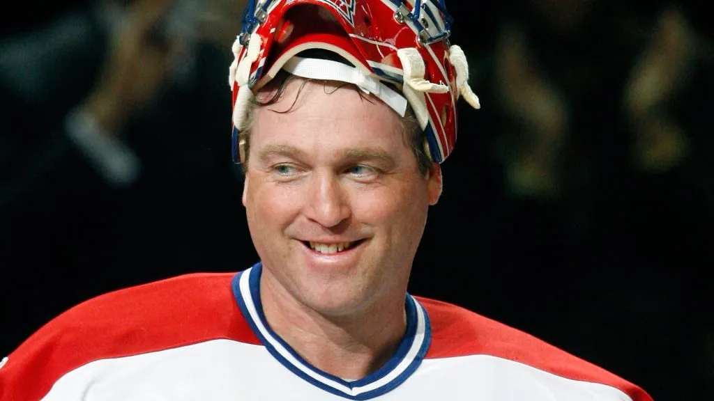 Former Montreal Canadien Patrick Roy is introduced during the Centennial Celebration ceremonies prior to the NHL game between the Montreal Canadiens and Boston Bruins in 2009. (Source: Richard Wolowicz/Getty Images)