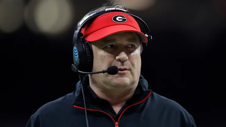 Head coach Kirby Smart of the Georgia Bulldogs looks on during the second quarter against the Notre Dame Fighting Irish during the 91st Allstate Sugar Bowl at Caesars Superdome on January 02, 2025 in New Orleans, Louisiana.