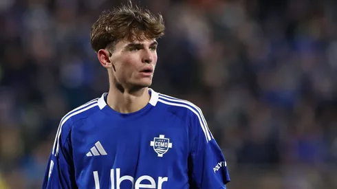 Nico Paz of Como 1907 looks on during the Serie A match between Como 1907 and ACF Fiorentina.