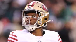 Charvarius Ward #7 of the San Francisco 49ers looks on against the Philadelphia Eagles during the second quarter in the NFC Championship Game at Lincoln Financial Field on January 29, 2023 in Philadelphia, Pennsylvania.