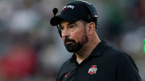Head coach Ryan Day of the Ohio State Buckeyes looks on during the third quarter against the Oregon Ducks during the Rose Bowl Game Presented by Prudential at Rose Bowl Stadium on January 01, 2025 in Pasadena, California.