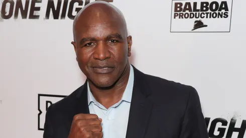 Evander Holyfield attends Premiere Of "One Night: Joshua Vs. Ruiz" at Writers Guild Theater on November 21, 2019 in Beverly Hills, California.