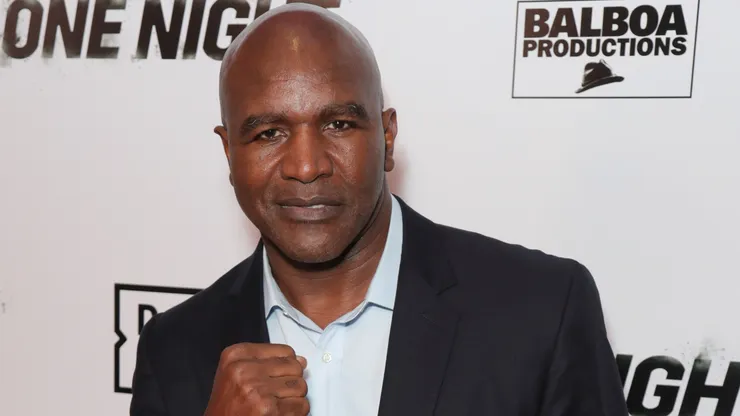 Evander Holyfield attends Premiere Of "One Night: Joshua Vs. Ruiz" at Writers Guild Theater on November 21, 2019 in Beverly Hills, California.