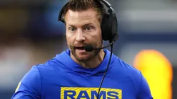 Head coach Sean McVay of the Los Angeles Rams reacts to a touchdown catch against the Seattle Seahawks during the fourth quarter at SoFi Stadium on January 05, 2025 in Inglewood, California.