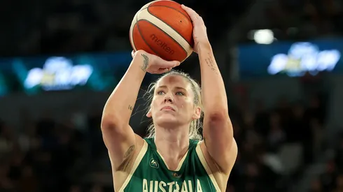 Lauren Jackson of the Opals shoots during the game between the Australia Opals and China at John Cain Arena on July 05, 2024.