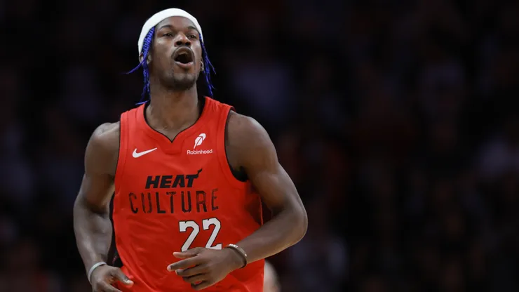 Jimmy Butler #22 of the Miami Heat looks on against the Phoenix Suns during the second half at Kaseya Center on December 07, 2024 in Miami, Florida.