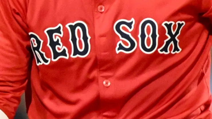 A close-up of Danny Jansen’s jersey #28 of the Boston Red Sox.