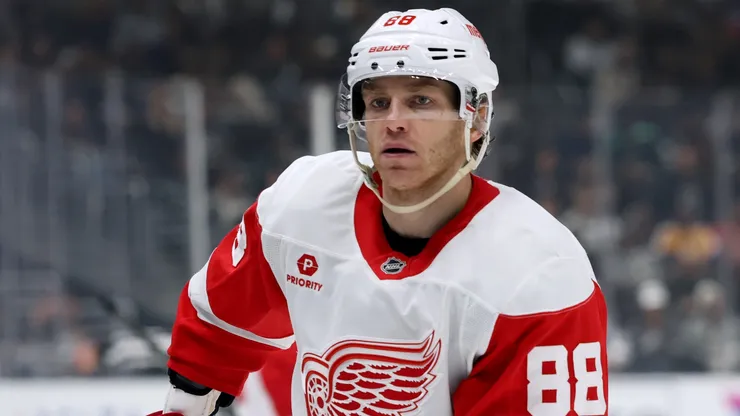 Patrick Kane #88 of the Detroit Red Wings skates during a 4-1 loss to the Los Angeles Kings at Crypto.com Arena on November 16, 2024.