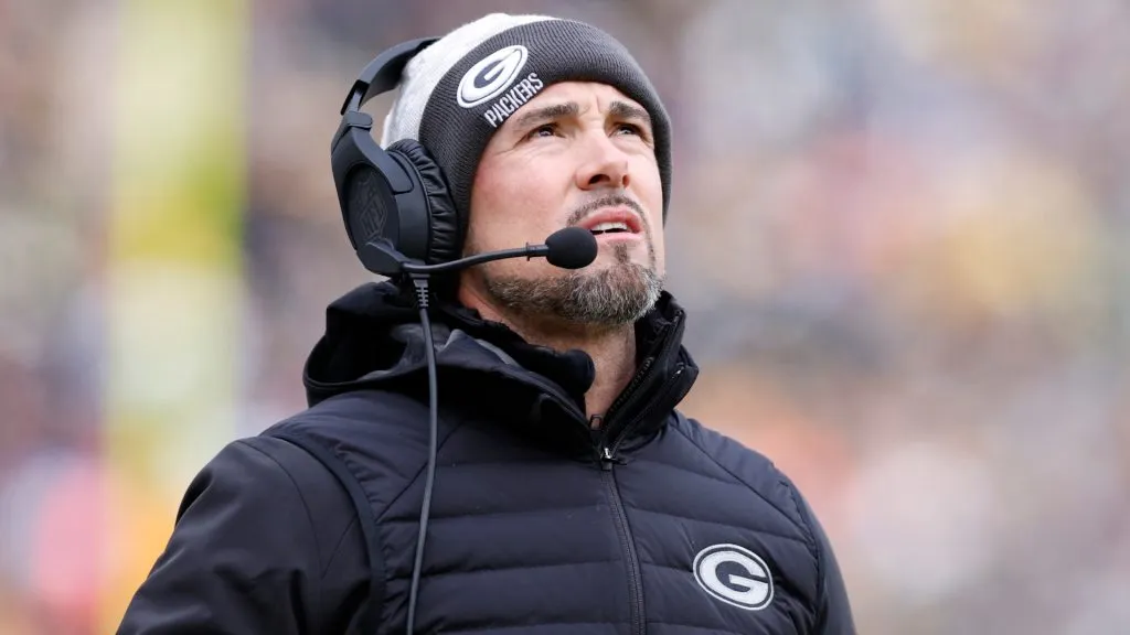 Head coach Matt LaFleur of the Green Bay Packers looks on in the first quarter against the Chicago Bears at Lambeau Field on January 05, 2025. (Source: John Fisher/Getty Images)