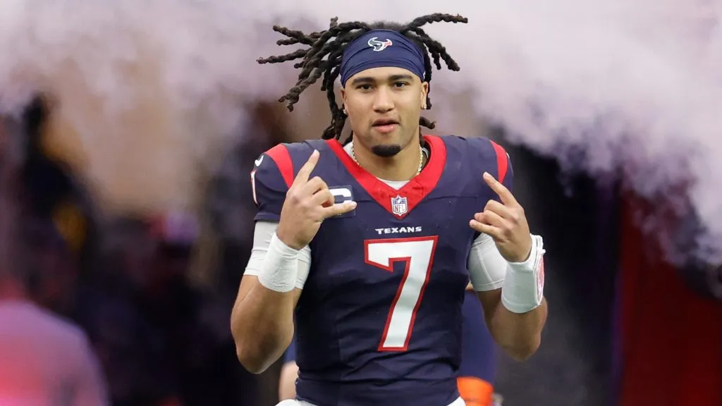 C.J. Stroud #7 of the Houston Texans takes the field prior to the AFC Wild Card Playoffs against the Cleveland Browns at NRG Stadium on January 13, 2024. (Source: Carmen Mandato/Getty Images)